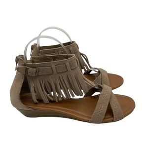 Minnetonka | Fringe Wedge Sandals Tan Size 6